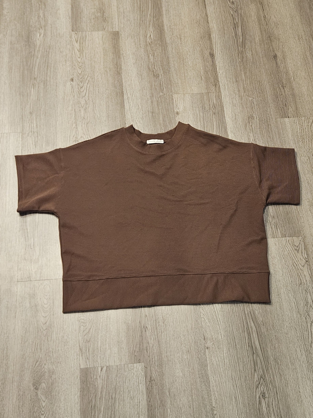 Zenana Outfitters Women's Chocolate Brown Short-Sleeve Crewneck Sweater